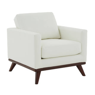 Chester Modern Leather Accent Arm Chair With Birch Wood Base