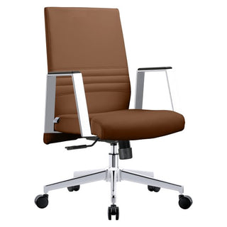 LeisureModAleen Office Chair in Upholstered Leather and Iron Frame with Swivel and TiltAO19DBRLAloha Habitat