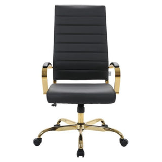 LeisureModLeisureMod | Benmar High-Back Leather Office Chair With Gold Frame | BOTG19BOTG19BLLAloha Habitat