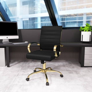 LeisureModLeisureMod | Benmar Home Leather Office Chair With Gold Frame | BOG19BOG19BLLAloha Habitat
