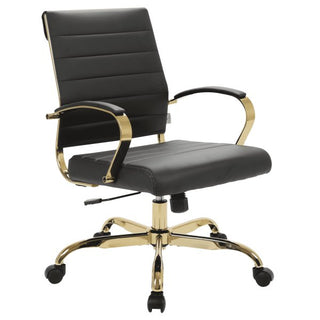 LeisureModLeisureMod | Benmar Home Leather Office Chair With Gold Frame | BOG19BOG19BLLAloha Habitat