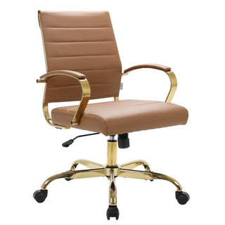LeisureModLeisureMod | Benmar Home Leather Office Chair With Gold Frame | BOG19BOG19BRLAloha Habitat