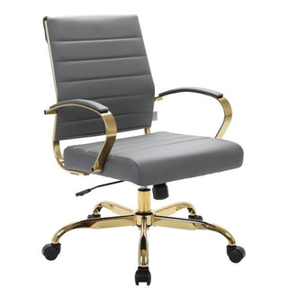 LeisureModLeisureMod | Benmar Home Leather Office Chair With Gold Frame | BOG19BOG19GRLAloha Habitat
