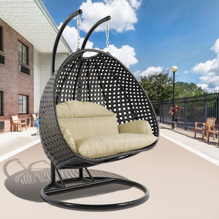 LeisureModLeisureMod | Charcoal Wicker Hanging 2 person Egg Swing Chair | ESCCH-57ESCCH-57BGAloha Habitat