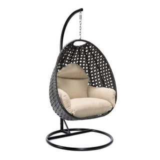 LeisureModLeisureMod | Charcoal Wicker Hanging Egg Swing Chair | ESCCH-40ESCCH-40BGAloha Habitat