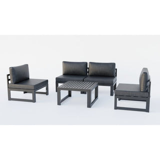 LeisureModLeisureMod | Chelsea 5-Piece Middle Patio Chairs and Coffee Table Set Black Aluminum With Cushions | CSTBL-4CSTBL-4BLAloha Habitat