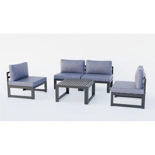 LeisureModLeisureMod | Chelsea 5-Piece Middle Patio Chairs and Coffee Table Set Black Aluminum With Cushions | CSTBL-4CSTBL-4BUAloha Habitat
