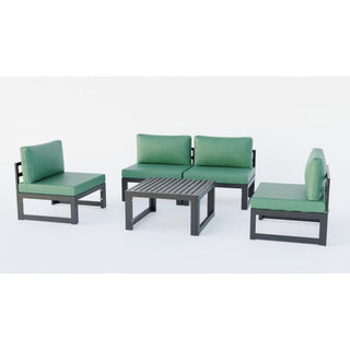 LeisureModLeisureMod | Chelsea 5-Piece Middle Patio Chairs and Coffee Table Set Black Aluminum With Cushions | CSTBL-4CSTBL-4GAloha Habitat