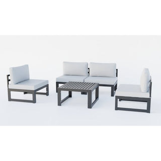 LeisureModLeisureMod | Chelsea 5-Piece Middle Patio Chairs and Coffee Table Set Black Aluminum With Cushions | CSTBL-4CSTBL-4LGRAloha Habitat