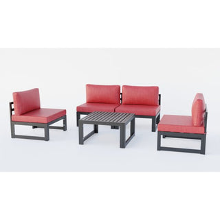 LeisureModLeisureMod | Chelsea 5-Piece Middle Patio Chairs and Coffee Table Set Black Aluminum With Cushions | CSTBL-4CSTBL-4RAloha Habitat