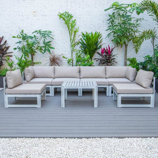 LeisureModLeisureMod | Chelsea 7-Piece Patio Sectional And Coffee Table Set Weathered Grey Aluminum With Cushions | CSTWGR-7CSTWGR-7BGAloha Habitat