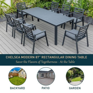 LeisureModLeisuremod | Chelsea Aluminum Outdoor 87" Dining Table | CT87BLCT87BL-1Aloha Habitat