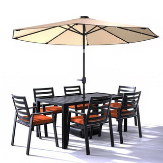 LeisureModLeisuremod | Chelsea Aluminum Outdoor Dining Table With 8 Chairs and Beige Cushions | CC20-T63BL6CC20-T63BL-CHR6Aloha Habitat