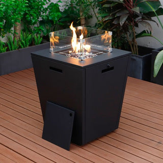 LeisureModLeisureMod | Chelsea Aluminum Patio Modern Propane Fire Pit Side Table | CF21CF21BLAloha Habitat