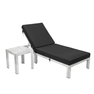 LeisureModLeisureMod | Chelsea Modern Outdoor Weathered Grey Chaise Lounge Chair Set of 2 With Side Table & Cushions | CLTWGR-77CLTWGR-77BLAloha Habitat