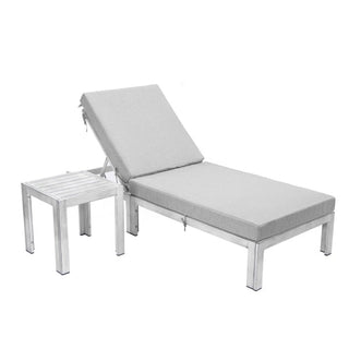 LeisureModLeisureMod | Chelsea Modern Outdoor Weathered Grey Chaise Lounge Chair Set of 2 With Side Table & Cushions | CLTWGR-77CLTWGR-77LGRAloha Habitat