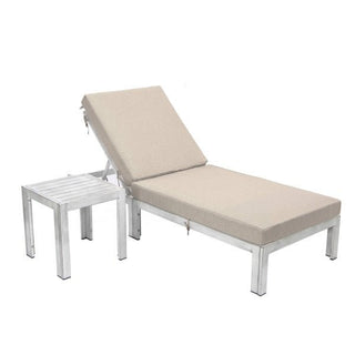 LeisureModLeisureMod | Chelsea Modern Outdoor Weathered Grey Chaise Lounge Chair With Side Table & Cushions | CLTWGR-77CLTWGR-77BGAloha Habitat