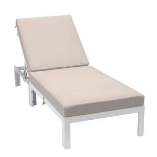 LeisureModLeisureMod | Chelsea Modern Outdoor White Chaise Lounge Chair With Cushions | CLW-77CLW-77BGAloha Habitat