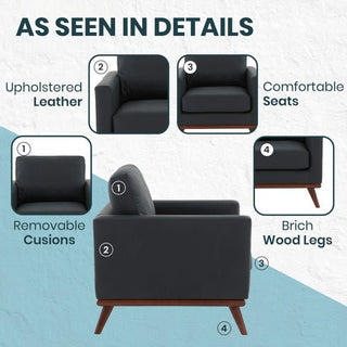 LeisureModLeisureMod | Chester Modern Leather Accent Arm Chair With Birch Wood Base | CS33CS33BL-LAloha Habitat