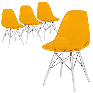 LeisureModLeisureMod | Dover Molded Side Chair with Acrylic Base, Set of 4 | EPC19WR4EPC19TOR4Aloha Habitat