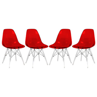 LeisureModLeisureMod | Dover Molded Side Chair with Acrylic Base, Set of 4 | EPC19WR4EPC19TR4Aloha Habitat