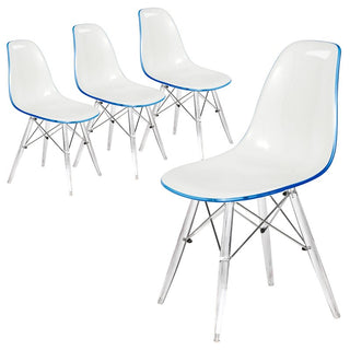 LeisureModLeisureMod | Dover Molded Side Chair with Acrylic Base, Set of 4 | EPC19WR4EPC19WBU4Aloha Habitat