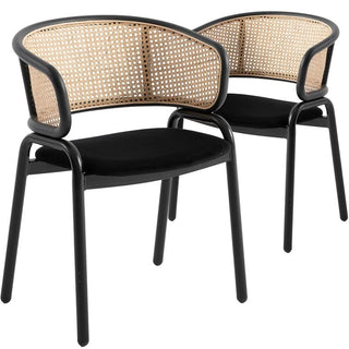 LeisureModLeisuremod | Ervilla Modern Dining Chair With Stainless Steel Legs Velvet Seat and Wicker Back | EC20NBU2EC20BL2Aloha Habitat