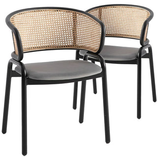 LeisureModLeisuremod | Ervilla Modern Dining Chair With Stainless Steel Legs Velvet Seat and Wicker Back | EC20NBU2EC20GR2Aloha Habitat