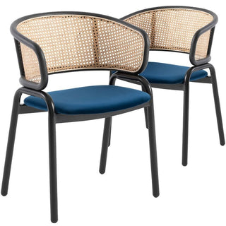 LeisureModLeisuremod | Ervilla Modern Dining Chair With Stainless Steel Legs Velvet Seat and Wicker Back | EC20NBU2EC20NBU2Aloha Habitat