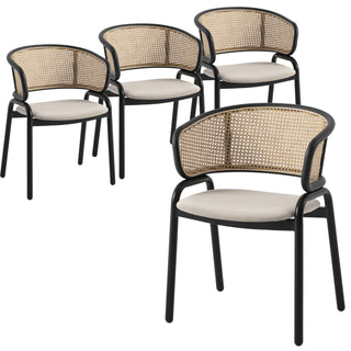 LeisureModLeisuremod | Ervilla Modern Dining Chair With Stainless Steel Legs Velvet Seat and Wicker Back | EC20NBU4EC20BG4Aloha Habitat