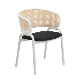 LeisureModLeisuremod | Ervilla Modern Dining Chair with White Powder Coated Steel Legs and Wicker Back, Set of 4 | ECW-20ECW-20BLAloha Habitat