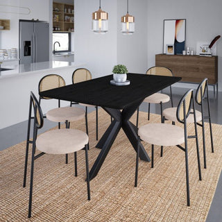 LeisureModLeisureMod | Euston Modern Wicker Dining Chair with Velvet Round Seat Set of 2 | EC17NBU2EC17BG2Aloha Habitat