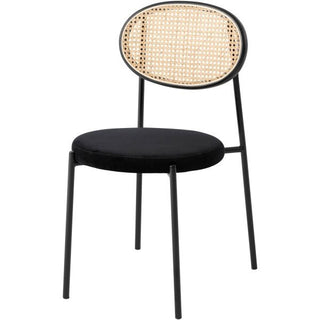 LeisureModLeisureMod | Euston Modern Wicker Dining Chair with Velvet Round Seat Set of 2 | EC17NBU2EC17BL2Aloha Habitat