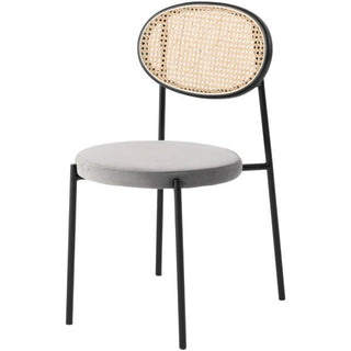 LeisureModLeisureMod | Euston Modern Wicker Dining Chair with Velvet Round Seat Set of 2 | EC17NBU2EC17GR2Aloha Habitat