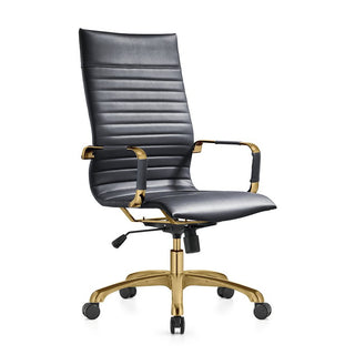 LeisureModLeisureMod | Harris High-Back Leatherette Office Chair With Gold Frame | HOTG19HOTG19BLLAloha Habitat