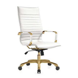 LeisureModLeisureMod | Harris High-Back Leatherette Office Chair With Gold Frame | HOTG19HOTG19WLAloha Habitat