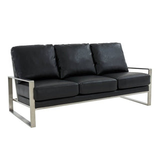 LeisureModLeisureMod | Jefferson Contemporary Modern Design Leather Sofa With Silver Frame | JAS77-LJAS77BL-LAloha Habitat