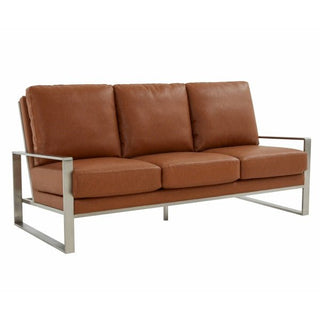 LeisureModLeisureMod | Jefferson Contemporary Modern Design Leather Sofa With Silver Frame | JAS77-LJAS77BR-LAloha Habitat