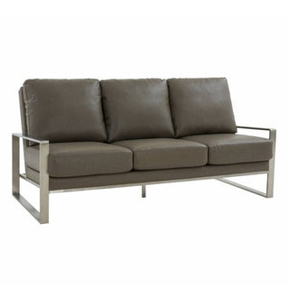 LeisureModLeisureMod | Jefferson Contemporary Modern Design Leather Sofa With Silver Frame | JAS77-LJAS77GR-LAloha Habitat