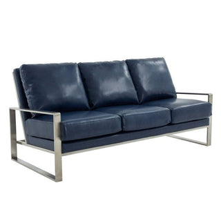 LeisureModLeisureMod | Jefferson Contemporary Modern Design Leather Sofa With Silver Frame | JAS77-LJAS77NBU-LAloha Habitat