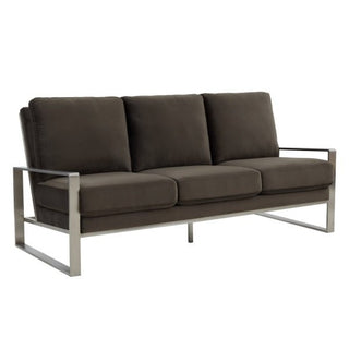 LeisureModLeisureMod | Jefferson Contemporary Modern Design Leather Sofa With Silver Frame | JAS77JAS77DGRAloha Habitat