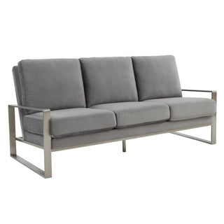 LeisureModLeisureMod | Jefferson Contemporary Modern Design Leather Sofa With Silver Frame | JAS77JAS77LGRAloha Habitat