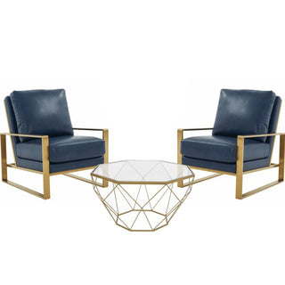 LeisureModLeisureMod | Jefferson Leather Armchair with Gold Frame and Large Octagon Coffee Table with Geometric Base | JAG29MD312-LJAG29MD31NBU2-LAloha Habitat