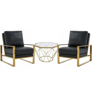 LeisureModLeisureMod | Jefferson Leather Armchair with Gold Frame and Octagon Coffee Table with Geometric Base | JAG29MD232-LJAG29MD23BL2-LAloha Habitat