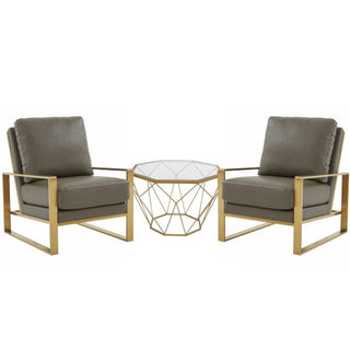 LeisureModLeisureMod | Jefferson Leather Armchair with Gold Frame and Octagon Coffee Table with Geometric Base | JAG29MD232-LJAG29MD23GR2-LAloha Habitat