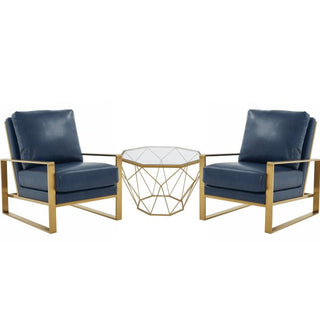 LeisureModLeisureMod | Jefferson Leather Armchair with Gold Frame and Octagon Coffee Table with Geometric Base | JAG29MD232-LJAG29MD23NBU2-LAloha Habitat
