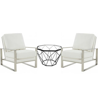 LeisureModLeisureMod | Jefferson Leather Armchair with Silver Frame and Octagon Coffee Table with Geometric Base | JAS29MD232-LJAS29MD23W2-LAloha Habitat