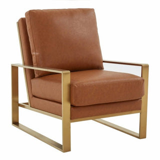 LeisureModLeisureMod | Jefferson Leather Modern Design Accent Armchair With Elegant Gold Frame | JAG29-LJAG29BR-LAloha Habitat