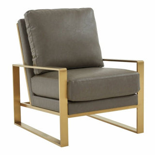 LeisureModLeisureMod | Jefferson Leather Modern Design Accent Armchair With Elegant Gold Frame | JAG29-LJAG29GR-LAloha Habitat