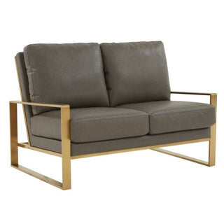LeisureModLeisureMod Jefferson Modern Design Leather Loveseat With Gold FrameJAG53GR-LAloha Habitat